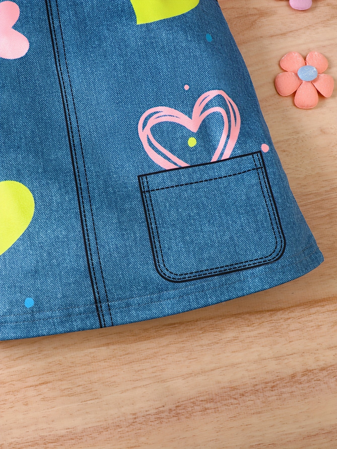 Adorable Heart Print A-Line Dress for Baby Girls