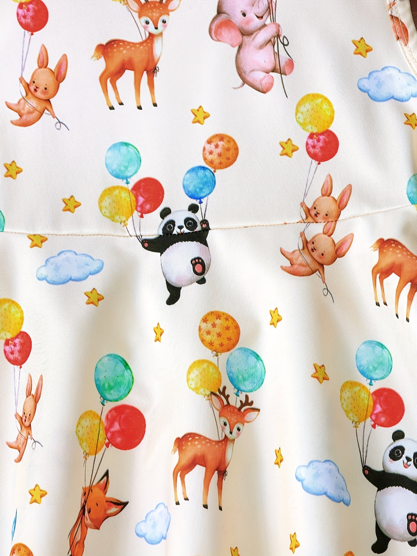 Adorable Cartoon Animal Balloon Print Sleeveless Round Neck Flared Hem Dress