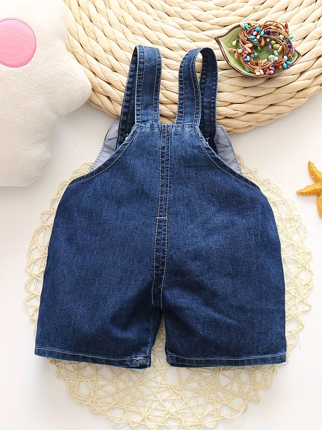 Adorable Girl Graphic Suspender Pants with Pockets