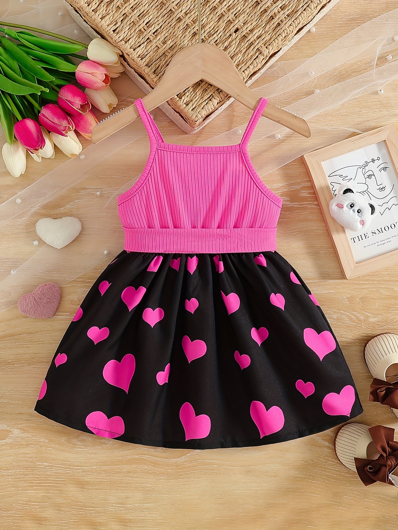 Adorable Cartoon Cat Print Sleeveless Dress for Girls