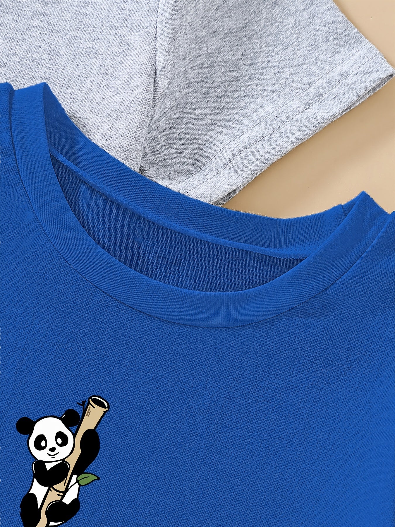 3pcs Cute Panda Print Short Sleeve T-Shirt Set