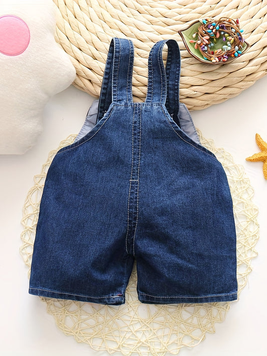 Adorable Girl Graphic Suspender Pants with Pockets