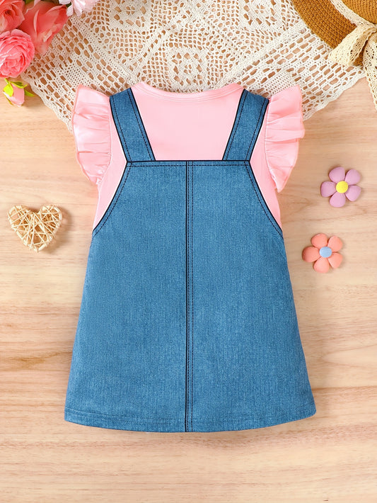 Adorable Heart Print A-Line Dress for Baby Girls